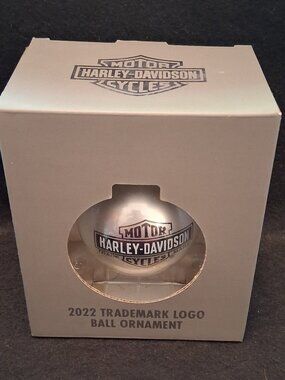 Harley-Davidson 2022 Trademark Matte Silver Glass Logo Ball Ornament